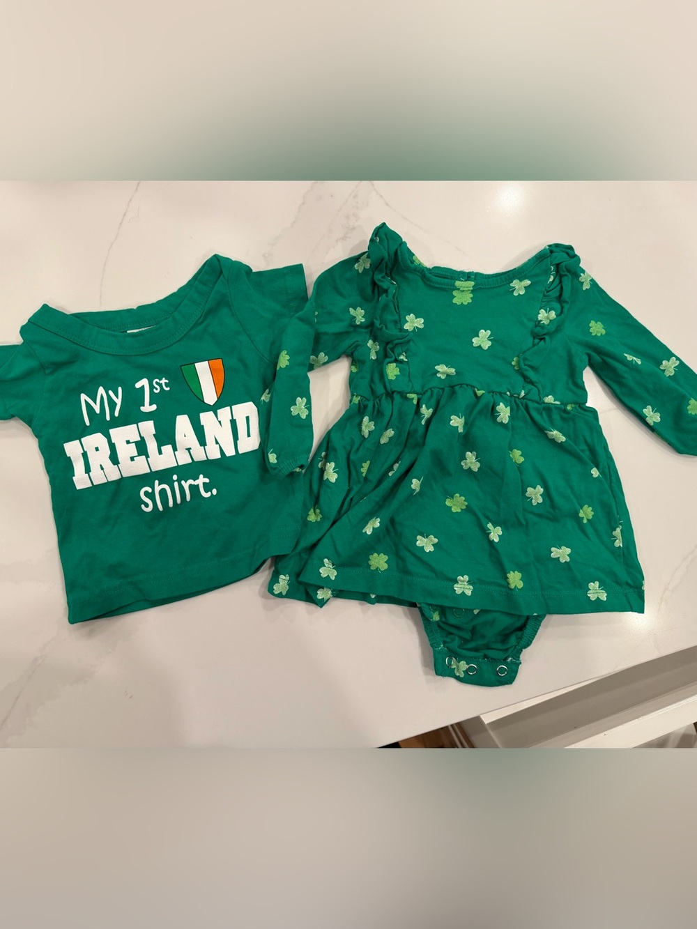 Green St. Patrick's Baby Dress & Shirt Set